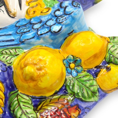 Sicilian ceramic Trinacria hand-decorated, h 42 cm approx. Blue background and embossed decorations - 