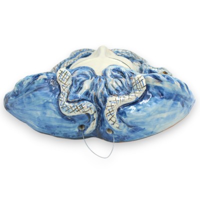 Mythological figures: Head of Medusa, Caltagirone ceramic - h 23 x 27 cm approx. Antique Blue - 