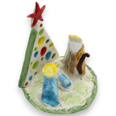 Stylized Nativity Scene with Christmas Tree, Two Size Options (1pc) Caltagirone Ceramics - 