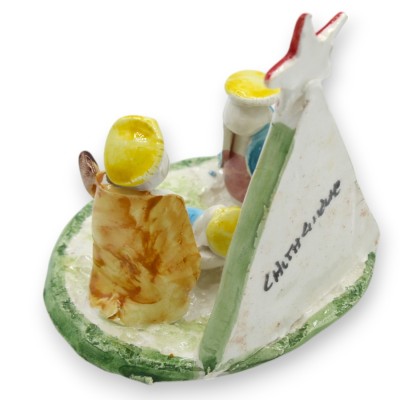 Stylized Nativity Scene with Christmas Tree, Two Size Options (1pc) Caltagirone Ceramics - 