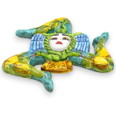 Trinacria em cerâmica siciliana fina, h aprox. verdete, decoração com limão - 