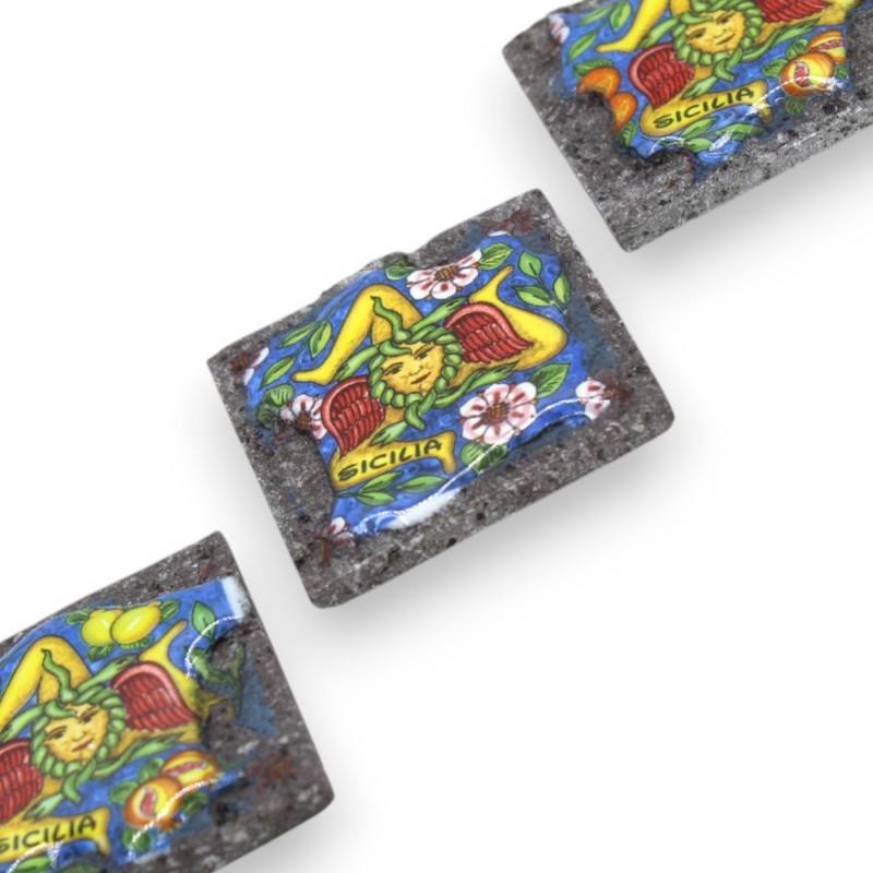 Magnete calamita in pietra lavica e ceramica siciliana - h 5 x 5 (1pz) - 