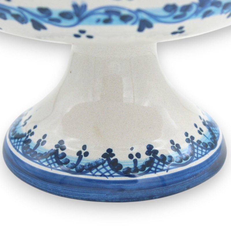 Gewellter Obstschalen-Mittelstückständer, Caltagirone-Keramik, 4 Größenoptionen (1 Stück), Blumendekoration auf blauem H