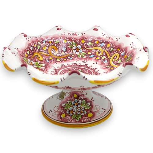 Soporte de centro de mesa de frutero festoneado, cerámica Caltagirone, 4 opciones de tamaño (1 pieza) decoración floral 