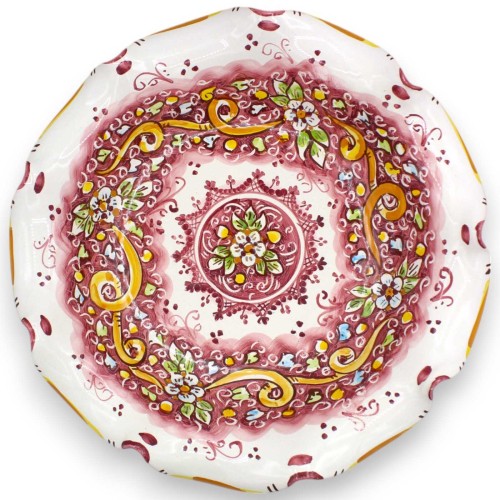 Soporte de centro de mesa de frutero festoneado, cerámica Caltagirone, 4 opciones de tamaño (1 pieza) decoración floral  2