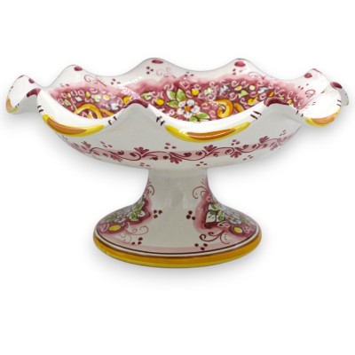 Soporte de centro de mesa de frutero festoneado, cerámica Caltagirone, 4 opciones de tamaño (1 pieza) decoración floral 