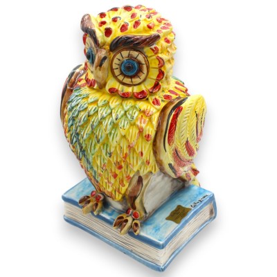 Owl on Book, Caltagirone Ceramic, i två storlekar (1 st) slumpmässig färg och dekoration - 