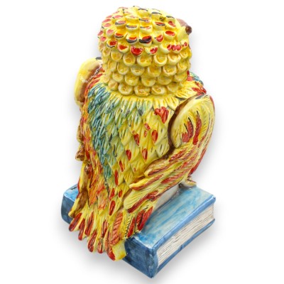 Owl on Book, Caltagirone Ceramic, i två storlekar (1 st) slumpmässig färg och dekoration - 