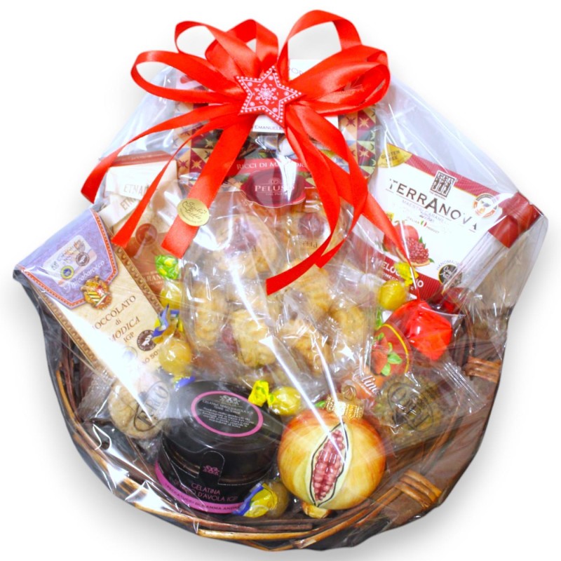Cesta Regalo Natalizia con Prodotti Tipici Siciliani - LOCU PICCIULU (all'interno 15 Pz) - 