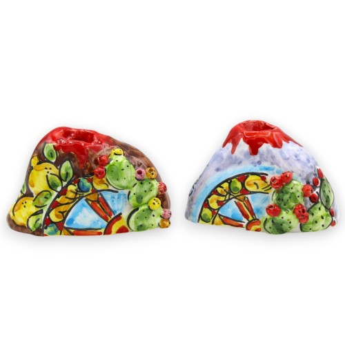 Reprodukcja wulkanu Etna, ceramika Caltagirone, wys. 5 x 8 cm ok. (1 szt.) różne dekoracje - 