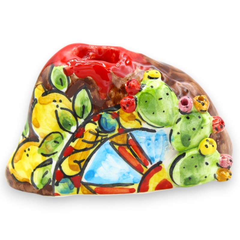Reprodução do Vulcão Etna, em cerâmica Caltagirone, h 5 x 8 cm aprox. (1 unidade) várias decorações - 
