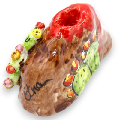 Reproducción del volcán Etna, en cerámica de Caltagirone, h 5 x 8 cm aprox. (1 pieza) varias decoraciones - 