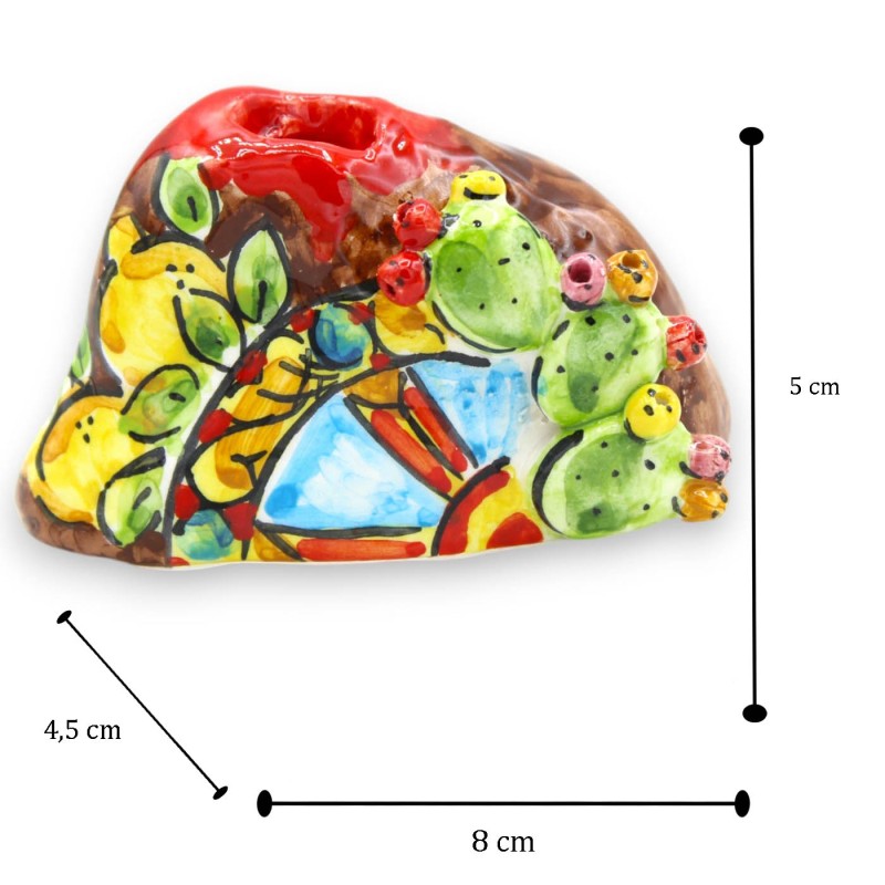 Reproduction du volcan Etna, en céramique de Caltagirone, h 5 x 8 cm environ. (1pc) diverses décorations - 