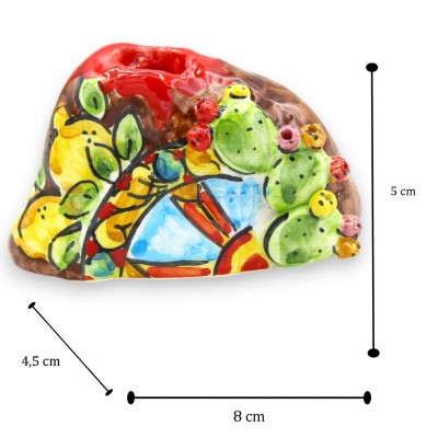 Reproducción del volcán Etna, en cerámica de Caltagirone, h 5 x 8 cm aprox. (1 pieza) varias decoraciones - 