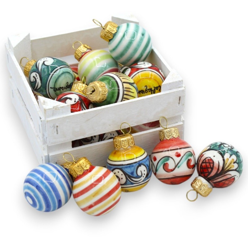 Caltagirone-Keramik-Weihnachtskugel, H 6 und Ø ca. 3,5 cm. (1 Stück) Dekoration und zufällige Farbe - 