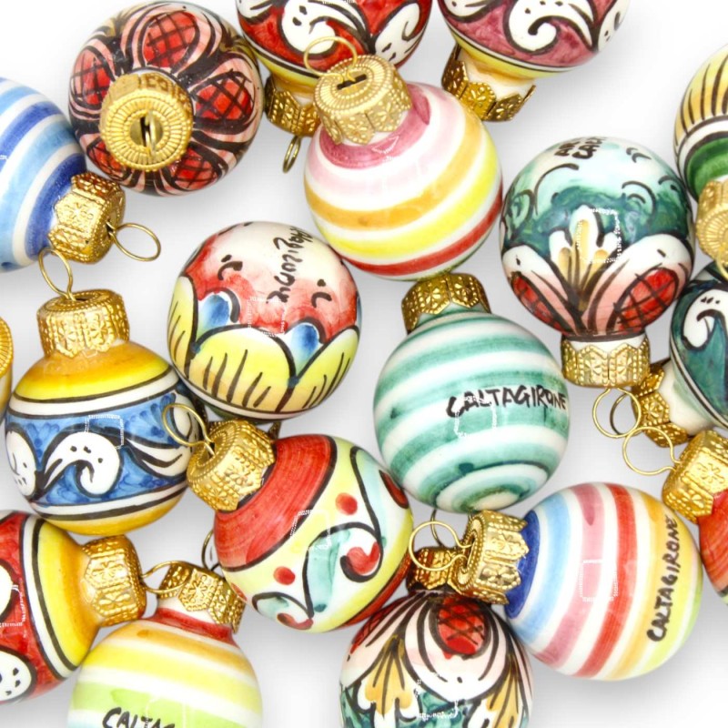 Caltagirone-Keramik-Weihnachtskugel, H 6 und Ø ca. 3,5 cm. (1 Stück) Dekoration und zufällige Farbe - 