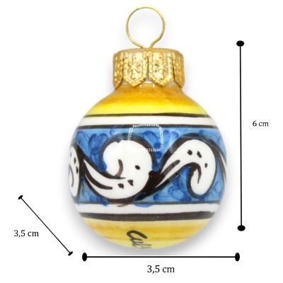 Caltagirone-Keramik-Weihnachtskugel, H 6 und Ø ca. 3,5 cm. (1 Stück) Dekoration und zufällige Farbe - 