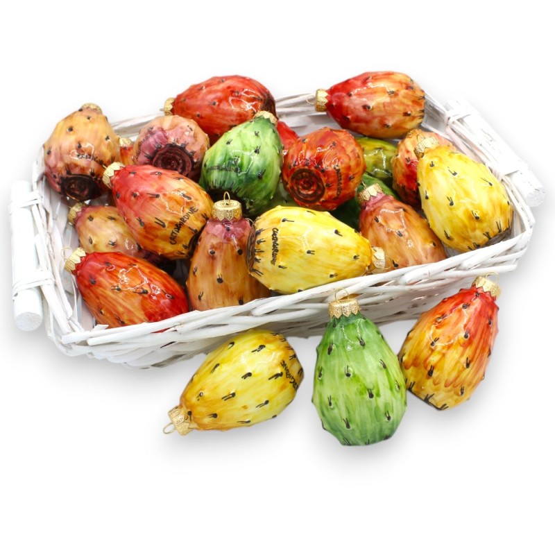 Caltagirone Ceramic Christmas Ball, Prickly Pear Model - 2 Size Options (1pc) - 