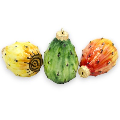 Caltagirone-Keramik-Weihnachtskugel, Feigenkaktus-Modell – 2 Größenoptionen (1 Stück) - 