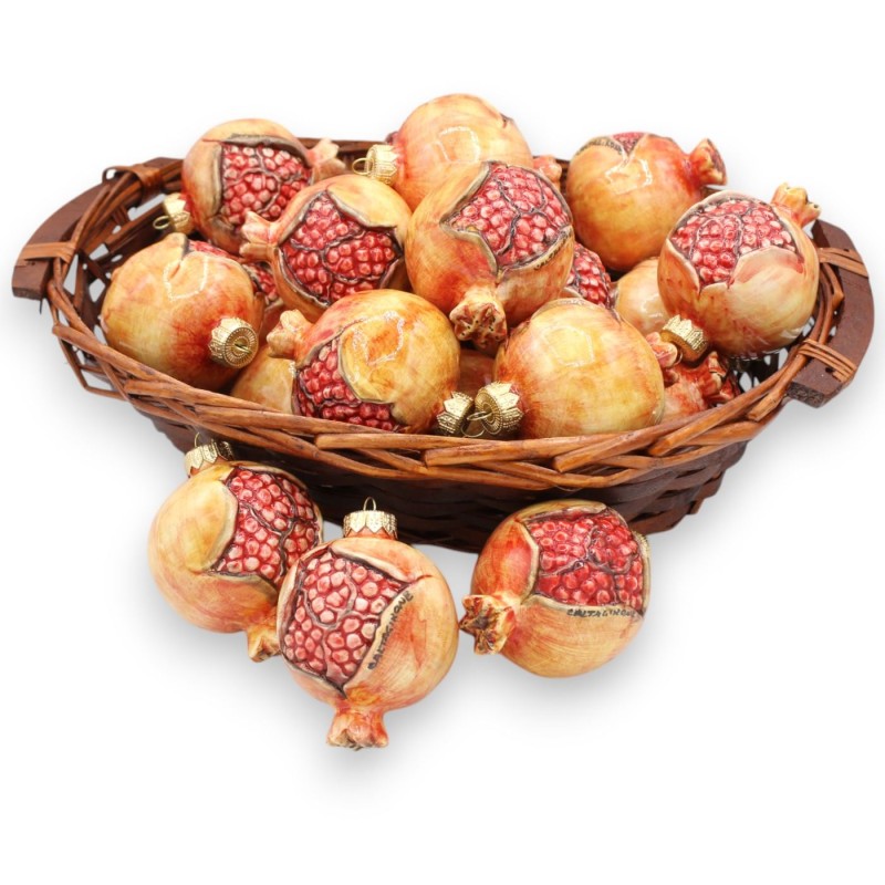 Palla di Natale in ceramica Caltagirone Modello Melograno (1 pz) - 2 opzioni misura