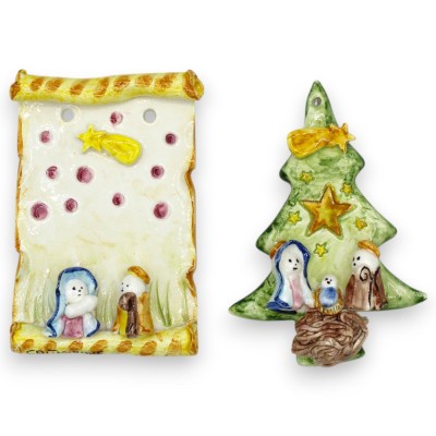 Cabide para presépio em cerâmica Caltagirone - Temas de Natal: decoração, cor e modelo aleatório (1 unidade) - 