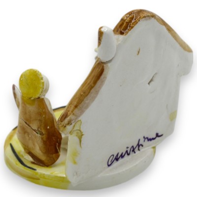Stilisierte Weihnachtskrippe mit Haus mit schrägem Dach, H 8 x 9 (1 Stück) Caltagirone-Keramik - 
