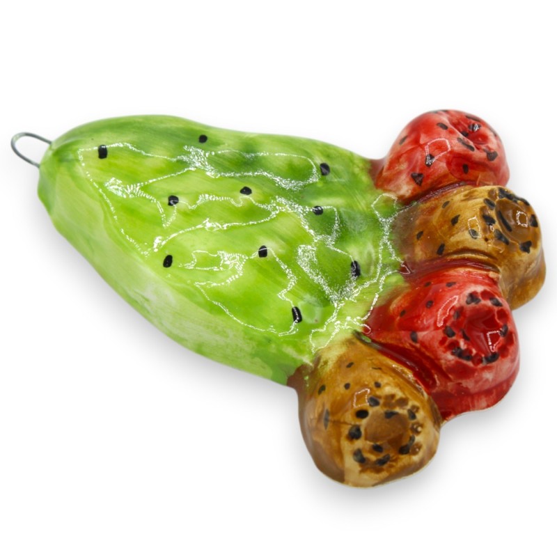 Hängande fikonkaktusspade i Caltagirone-keramik, ca 10 cm höjd x 8 cm bred (1 styck) - 