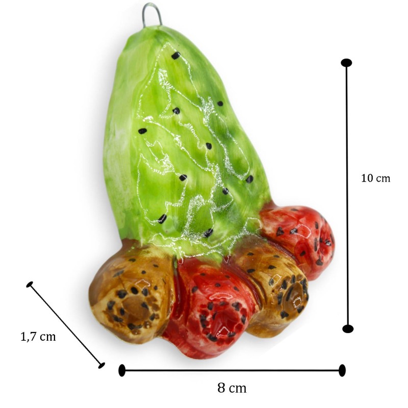 Pala di ficodindia da appendere in ceramica Caltagirone, h 10 x L 8 cm ca. (1Unità) - 