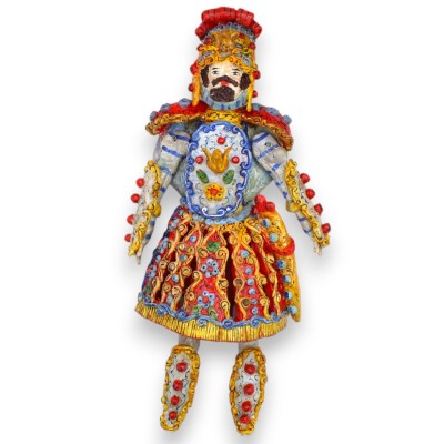 Siciliansk Pupo, Orlando Paladin, siciliansk keramik - h 42 cm ca. rörliga lemmar, att hänga - 