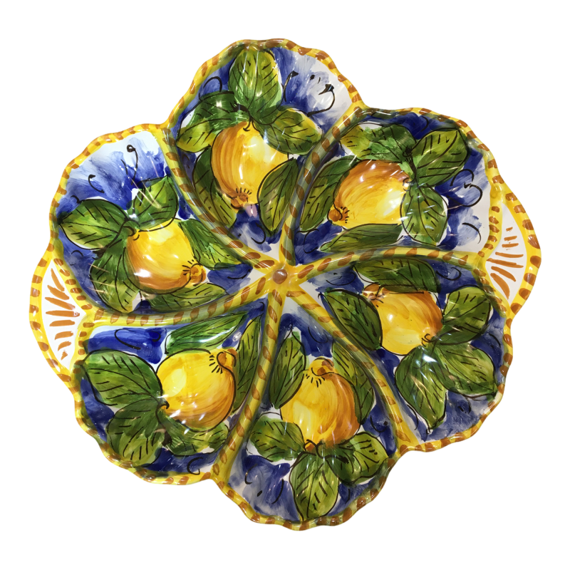 Shell appetizer with 6 compartments decorated with lemons - diameter about 30 cm - 