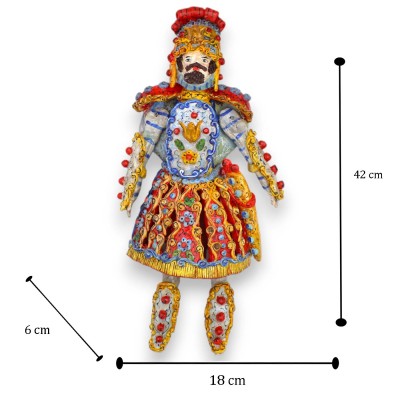 Siciliansk Pupo, Orlando Paladin, siciliansk keramik - h 42 cm ca. rörliga lemmar, att hänga - 
