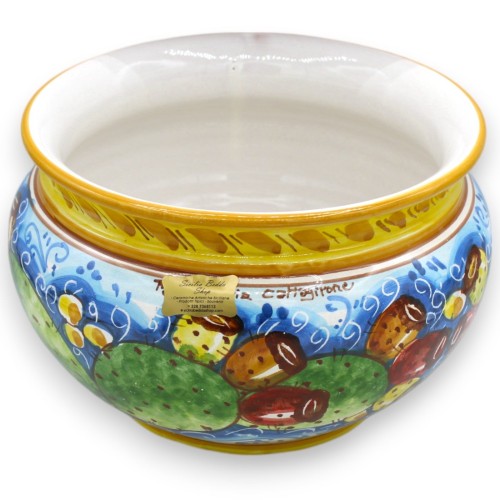 Cachepot Vaso, cerâmica Caltagirone, decoração de figo da Índia sobre fundo azul, 5 opções de tamanho (1 unidade) -  2