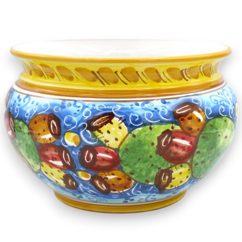 Cachepot Vaso, cerâmica Caltagirone, decoração de figo da Índia sobre fundo azul, 5 opções de tamanho (1 unidade) - 