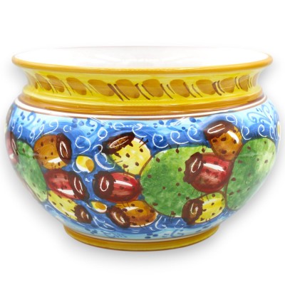 Cachepot växtkruka, Caltagirone keramik, dekoration med prickly pear på blå bakgrund, 5 storleksalternativ (1st) - 