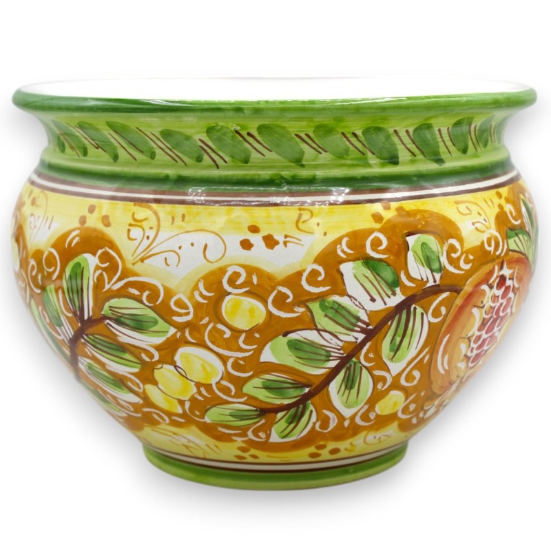 Cachepot Macetero, cerámica Caltagirone, granada y ramas con decoración de hojas, 5 opciones de tamaño (1ud) - 