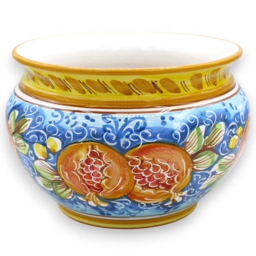 Cachepot Vaso, cerâmica Caltagirone, decoração romã sobre fundo azul, 5 opções de tamanho (1ud) - 
