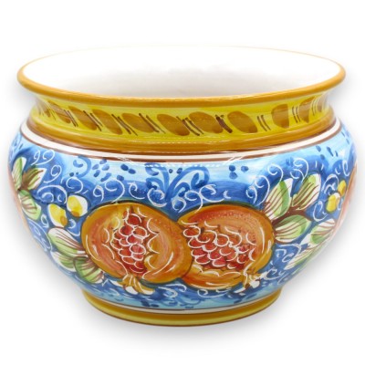 Cachepot Blumentopf, Caltagirone-Keramik, Granatapfeldekor auf blauem Hintergrund, 5 Größenoptionen (1 Stück) - 