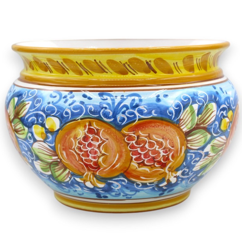 Cachepot Pot de fleurs, céramique Caltagirone, décor grenade sur fond bleu, 5 options de tailles (1pc) - 
