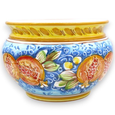 Cachepot Doniczka, ceramika Caltagirone, dekoracja granatu na niebieskim tle, 5 opcji rozmiarów (1 szt.) - 