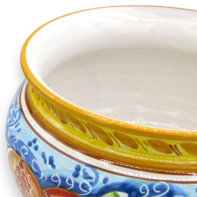 Cachepot Doniczka, ceramika Caltagirone, dekoracja granatu na niebieskim tle, 5 opcji rozmiarów (1 szt.) - 