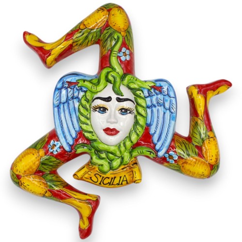 Trinacria en céramique fine sicilienne, environ 36 cm de haut. Diverses couleurs (1pc) Décoration citron