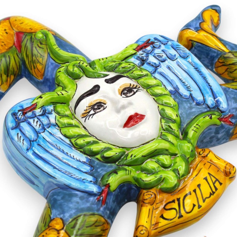 Trinacria en céramique fine sicilienne, environ 36 cm de haut. Diverses couleurs (1pc) Décoration citron - 