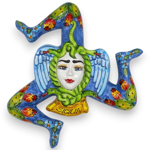 Trinacria em cerâmica siciliana fina, com aproximadamente 36 cm de altura. Várias cores (1 unidade) Decoração de figo da 2
