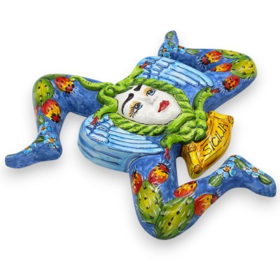 Trinacria em cerâmica siciliana fina, com aproximadamente 36 cm de altura. Várias cores (1 unidade) Decoração de figo da