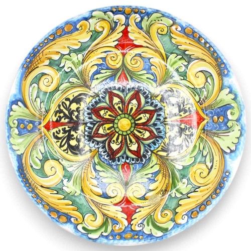 Plato ornamental de cerámica Caltagirone, Ø aprox. decoración barroca y floral multicolor - 