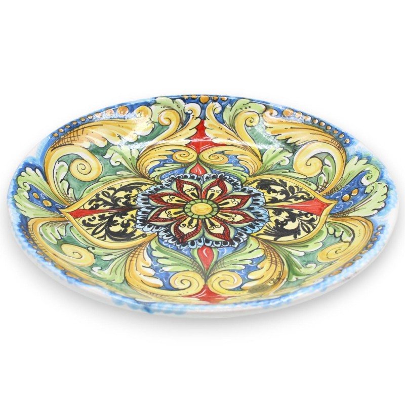 Caltagirone-Keramik-Zierteller, Ø ca. 37 cm. mehrfarbiger Barock- und Blumenschmuck - 