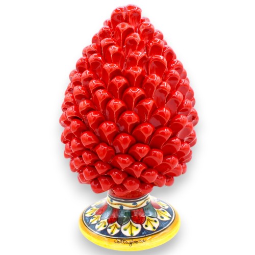 Siciliaanse keramische dennenappel Caltagirone, rood, twee maten (1 stuk) Stamblaadjesdecoratie - 