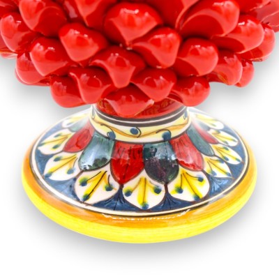 Sicilian Pine Cone Ceramic Caltagirone, Red, two sizes (1pc) Stem Petal Decoration - 