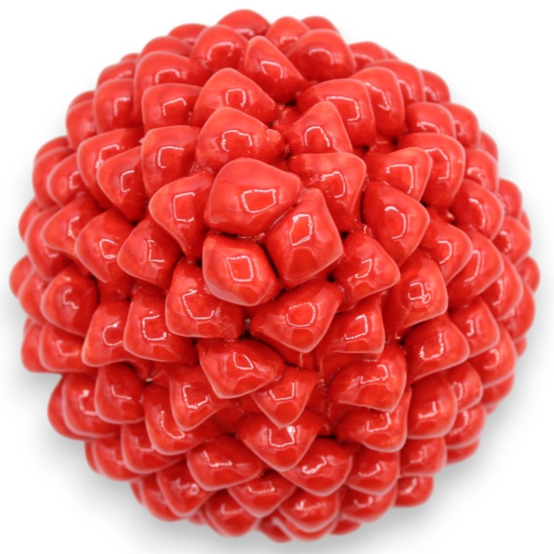 Sicilian Pine Cone Ceramic Caltagirone, Red, two sizes (1pc) Stem Petal Decoration - 