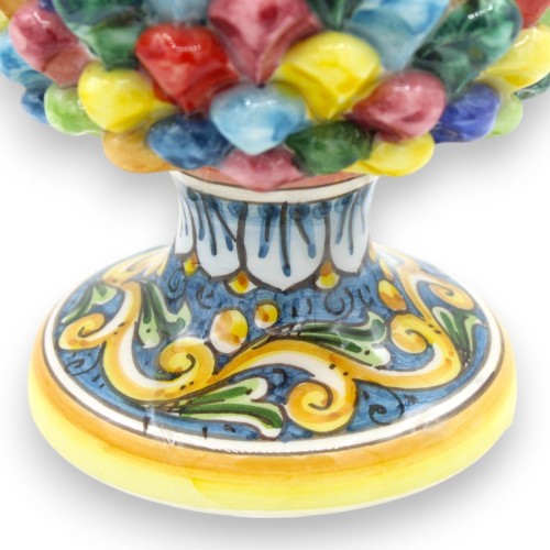 Siciliansk keramisk tallkotte Caltagirone, flerfärgad, två storlekar (1 st) Stam Barockdekor och kronblad -  2